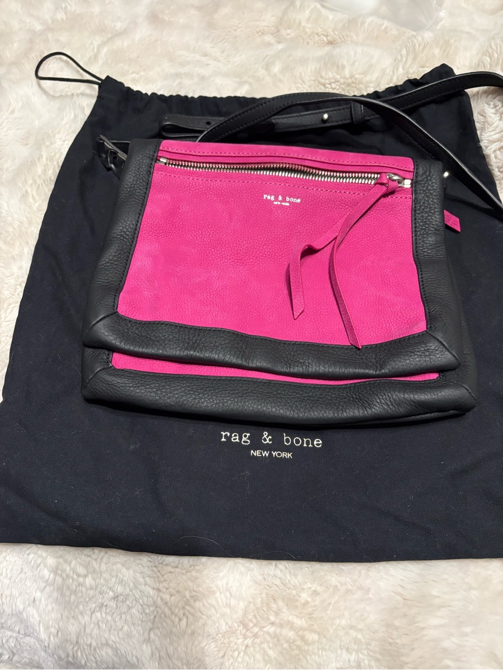 rag & bone Hot Pink and Black Leather Crossbody